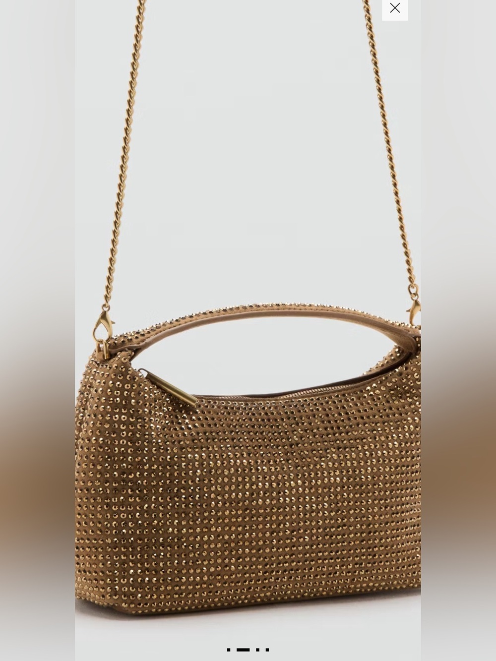 Mango Mini Top-Handle Bag in Metallic Gold Rhinestone